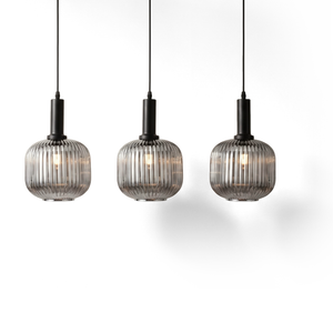 Xtricity Suspension linéaire à 3 lumières « Steinway » - Noir fumé, Acier et Verre, 70 cm - Simple Boutique