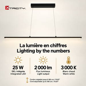 Xtricity Suspension linéaire à DEL Morrison 120 cm, noire, intensité variable - Simple Boutique