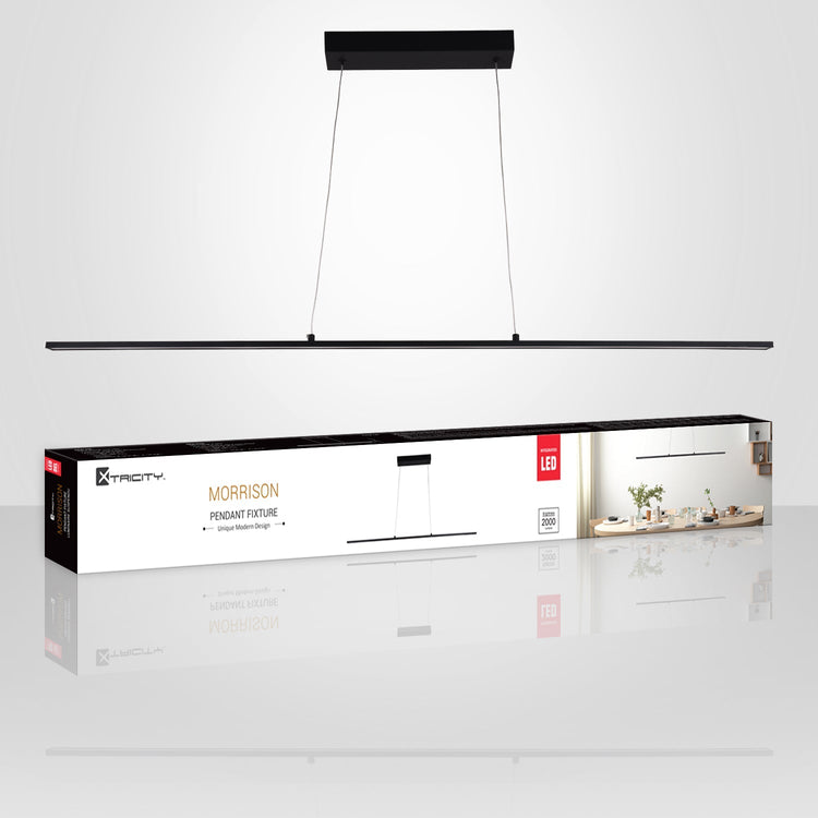 Xtricity Suspension linéaire à DEL Morrison 120 cm, noire, intensité variable - emballage - Simple Boutique