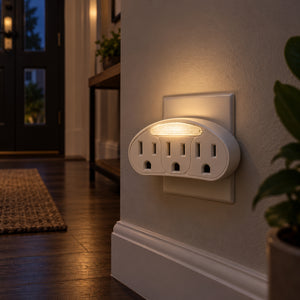 Xtricity Triple prise de terre avec veilleuse automatique - Lot de 6 - Simple Boutique