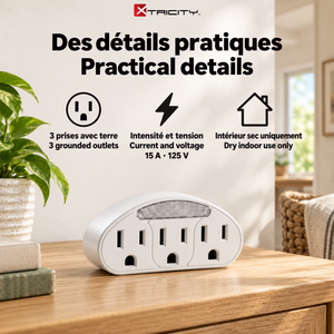 Xtricity Triple prise de terre avec veilleuse automatique - Lot de 6 - Simple Boutique