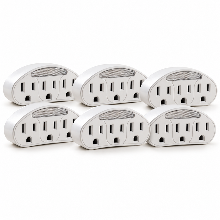Xtricity Triple prise de terre avec veilleuse automatique - Lot de 6 - Simple Boutique