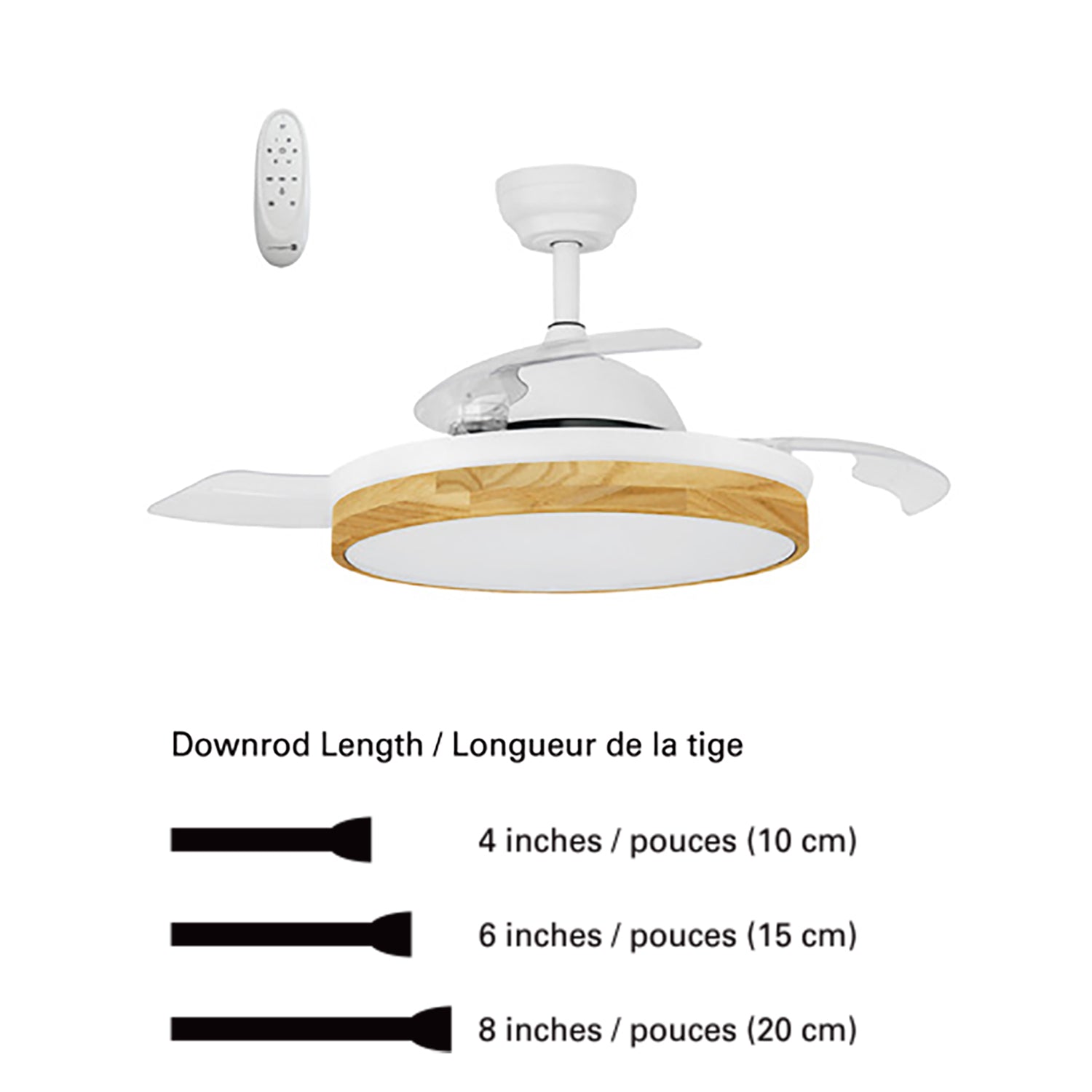 Xtricity - Ventilateur de Plafond avec Hélice Rétractable, Éclairage DEL, Télécommande Incluse, Blanc - Simple Boutique