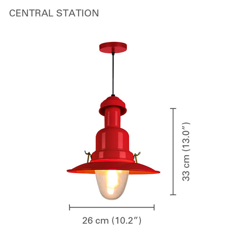 Xtricty - Luminaire Suspendu, Largeur de 10.2'', De la Collection Central Station, Rouge