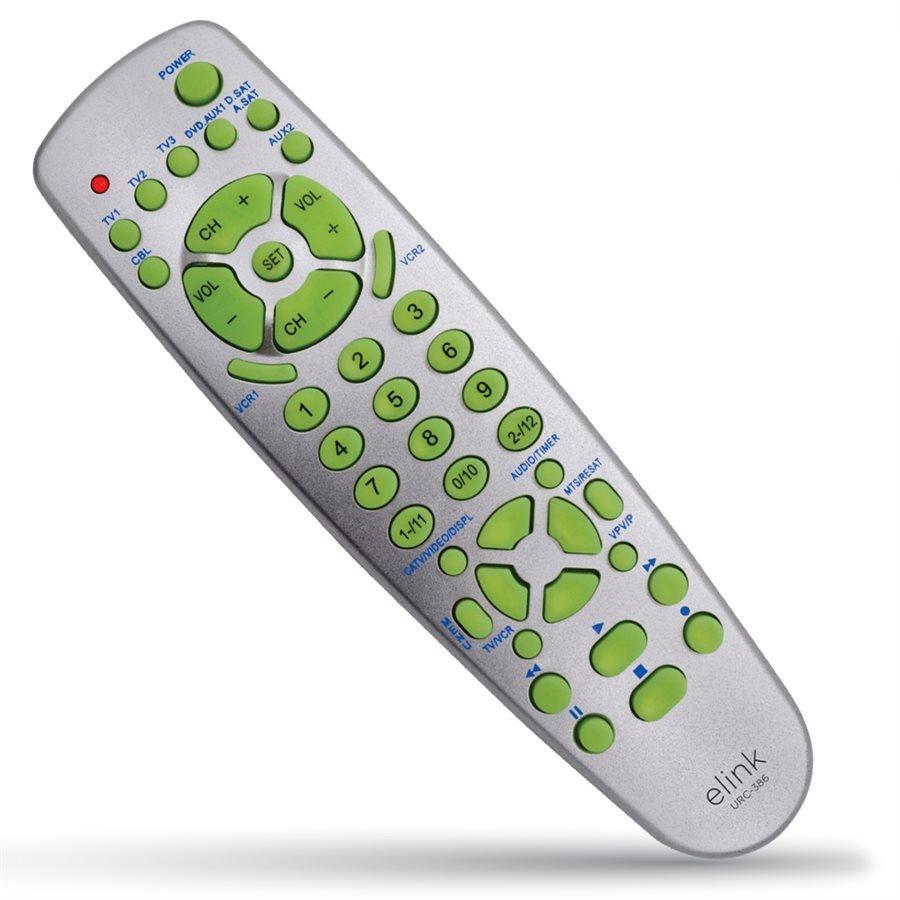 eLink URC-386 - Télécommande universelle 9-en-1 pour TV, magnétoscope, DVD, câble, satellite, CD/AUX, VCDE, couleur argent - Simple Boutique