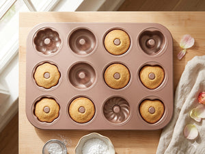 iBake Moule à 12 beignets antiadhésif - 4 formes - Simple Boutique