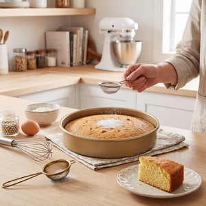 iBake Moule à manqué rond antiadhésif Diamond - Champagne Doré - Lot de 2 - Simple Boutique