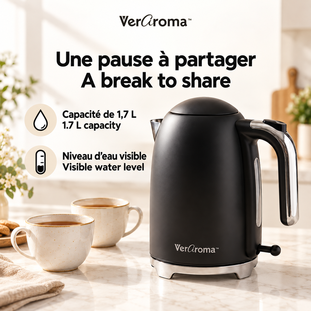 76-7-99471 — Bouilloire mince noire VerAroma — caractéristiques bilingues 1 — logo original