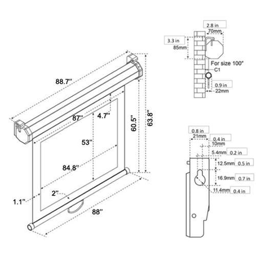 100'' 16:10 Toile de projection manuelle blanche - Simple Boutique