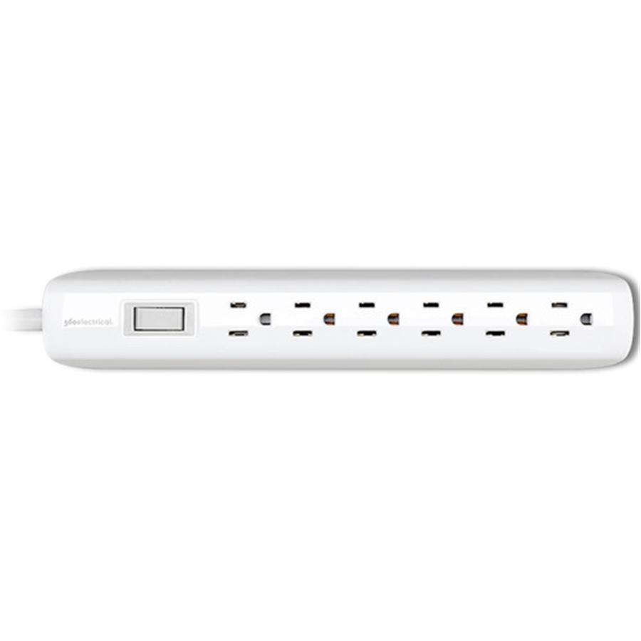 360 Electrica Villa Protecteur de Surtension à 6 Prises avec Cordon de 3' Blanc 360310 - Simple Boutique