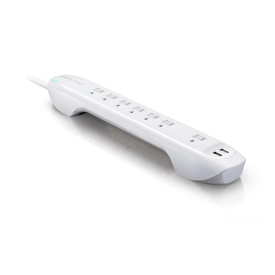 360 Electrical Idealist Protecteur de Surtension à 7 Prises avec 2 Prises USB 2-2.4Amp Blanc 360321 - Simple Boutique
