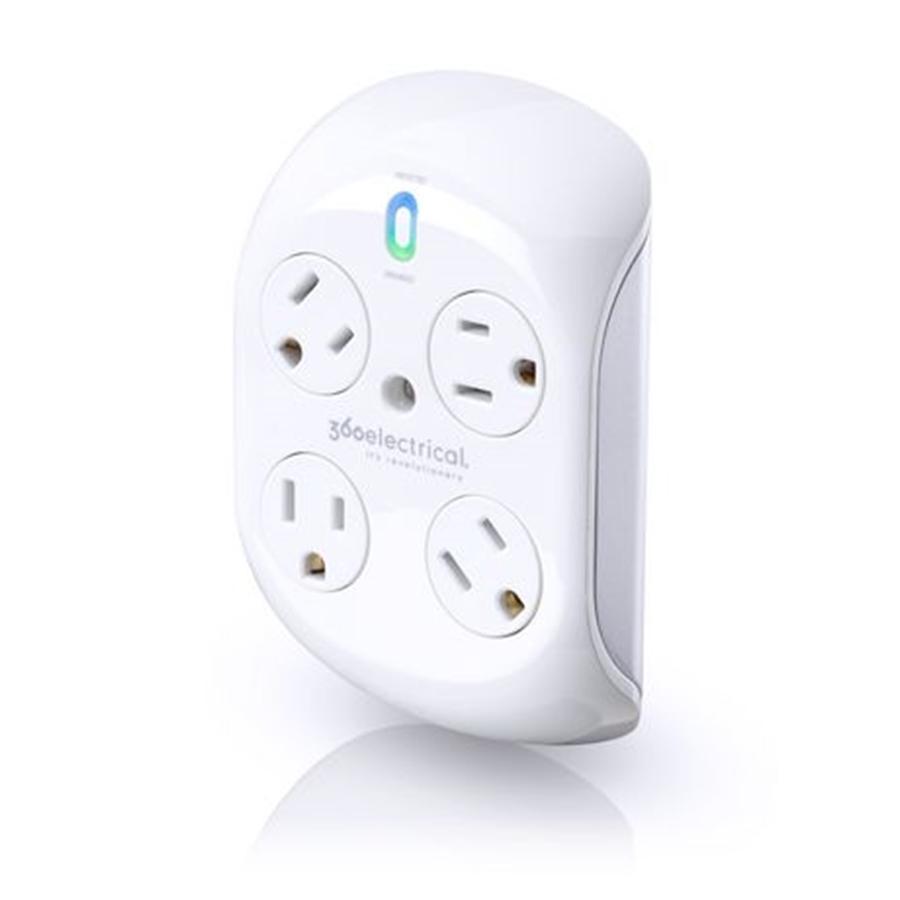 360 Electrical Revolve Protecteur de Surtension à 4 Sorties Rotative Blanc 36036 - Simple Boutique
