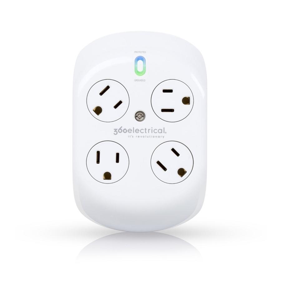 360 Electrical Revolve Protecteur de Surtension à 4 Sorties Rotative Blanc 36036 - Simple Boutique