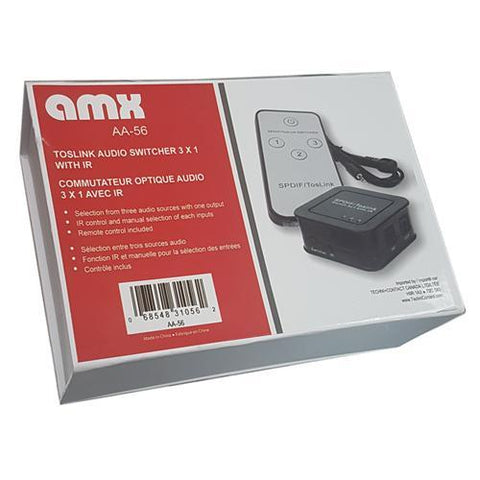AMX AA-56 Sélecteur De Signaux Toslink Fibre Optique SPDIF 3 Entrées À Une Sortie