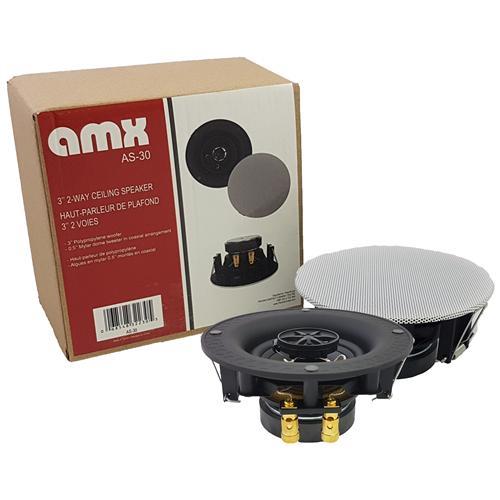 AMX AS-30 Haut-Parleur Plafond Encastré 3'' de 2 Voies 20 Watts 8 Ohms Blanc Sans Bordure - 1 Unité - Simple Boutique