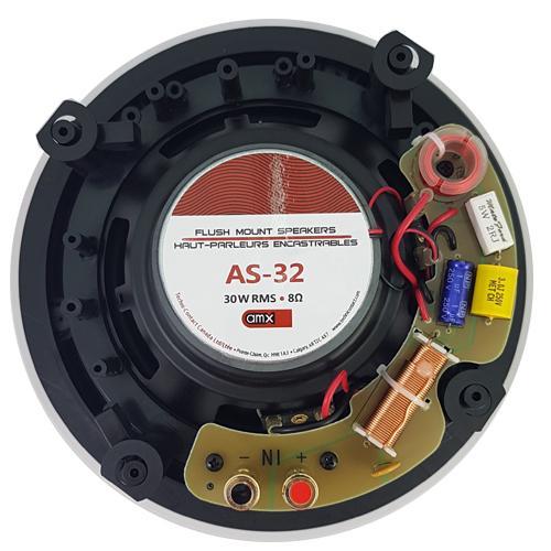 AMX AS-32 Haut-Parleurs Plafond Encastrés 6.5" 2 Voies 60 Watts 8 Ohms Vendu En Paire Blanc Sans Bordure - Simple Boutique