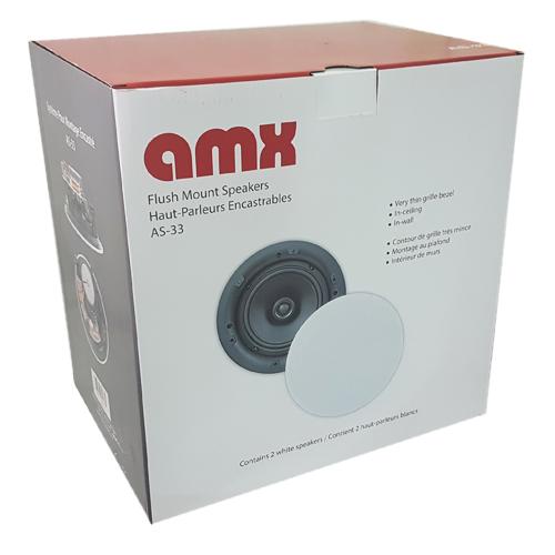 AMX AS-33 Haut-Parleurs Plafond Encastrés 8" 2 Voies 80 Watts 8 Ohms Vendu En Paire Blanc Sans Bordure - Simple Boutique