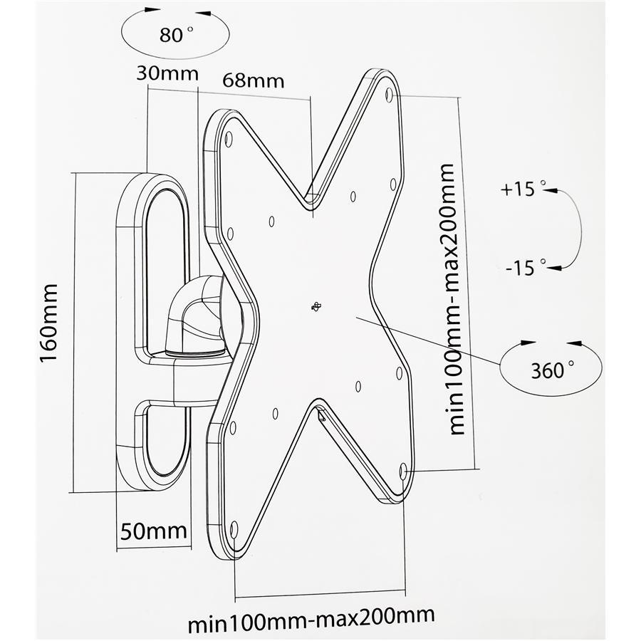 AMX BFP-11B Support Mural Universel Articulé 1 Pivot Pour TV LED, LCD, PLASMA pour Écrans 23'' À 42'' - Simple Boutique