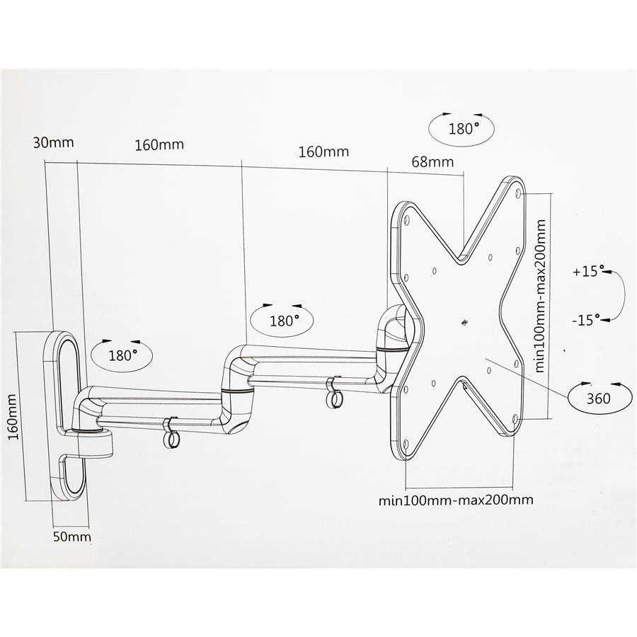 AMX BFP-13B Support Mural Universel Articulé 3 Pivots Pour TV LED, LCD, PLASMA pour Écrans 23'' À 42'' - Simple Boutique