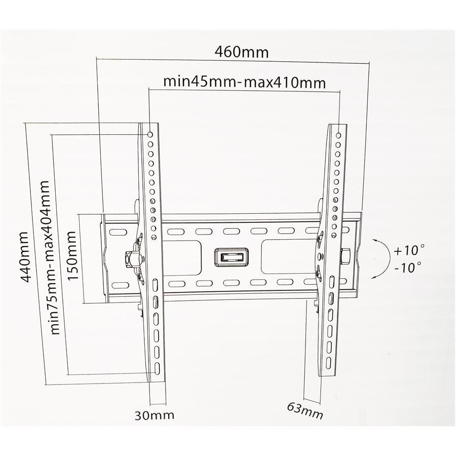 AMX BPL-27B Support Mural Universel Inclinable Pour TV LED, LCD, PLASMA pour Écrans 32'' À 55'' (BOITE OUVERTE) - Simple Boutique