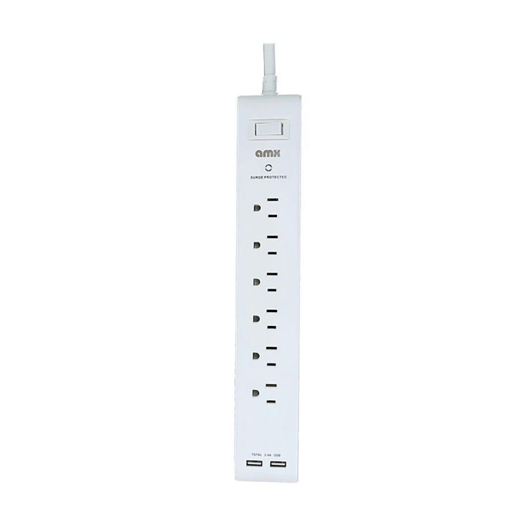AMX PA-18 Barre D'alimentation et Protecteur de Surtension avec 2 Ports USB 2.4A Blanche - Simple Boutique