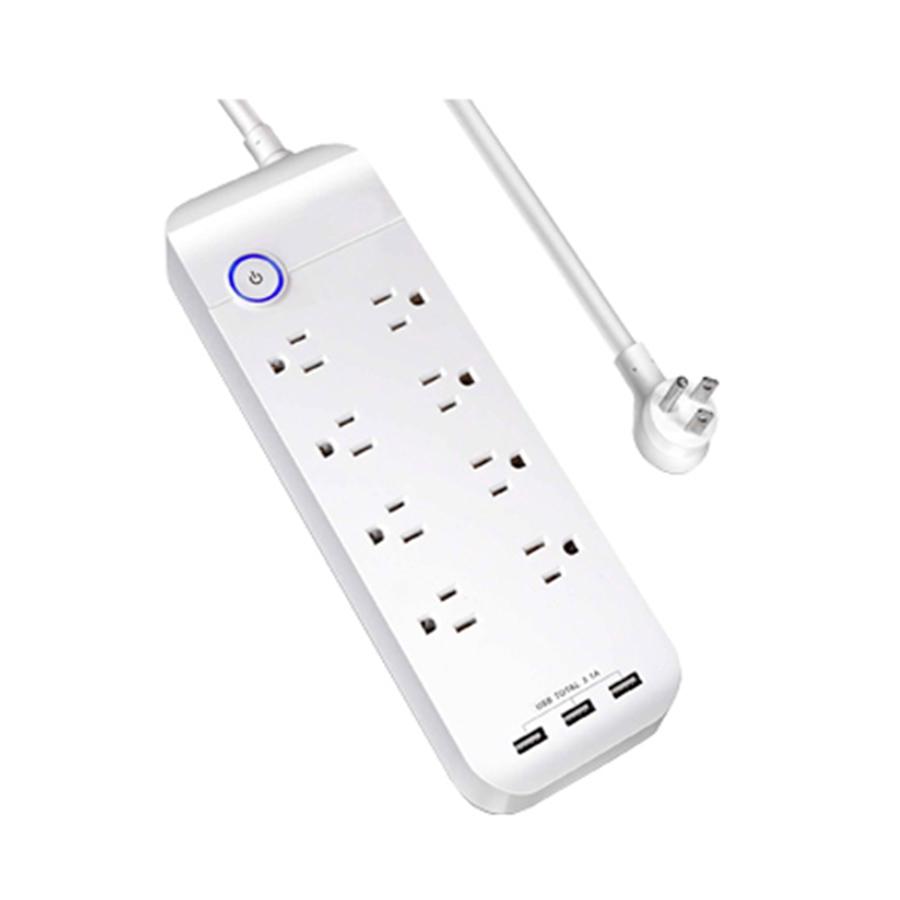 AMX PA-23 - Barre d'alimentation avec Protecteur de Surtension à 8 Prises et 3 Ports USB, Blanc - Simple Boutique