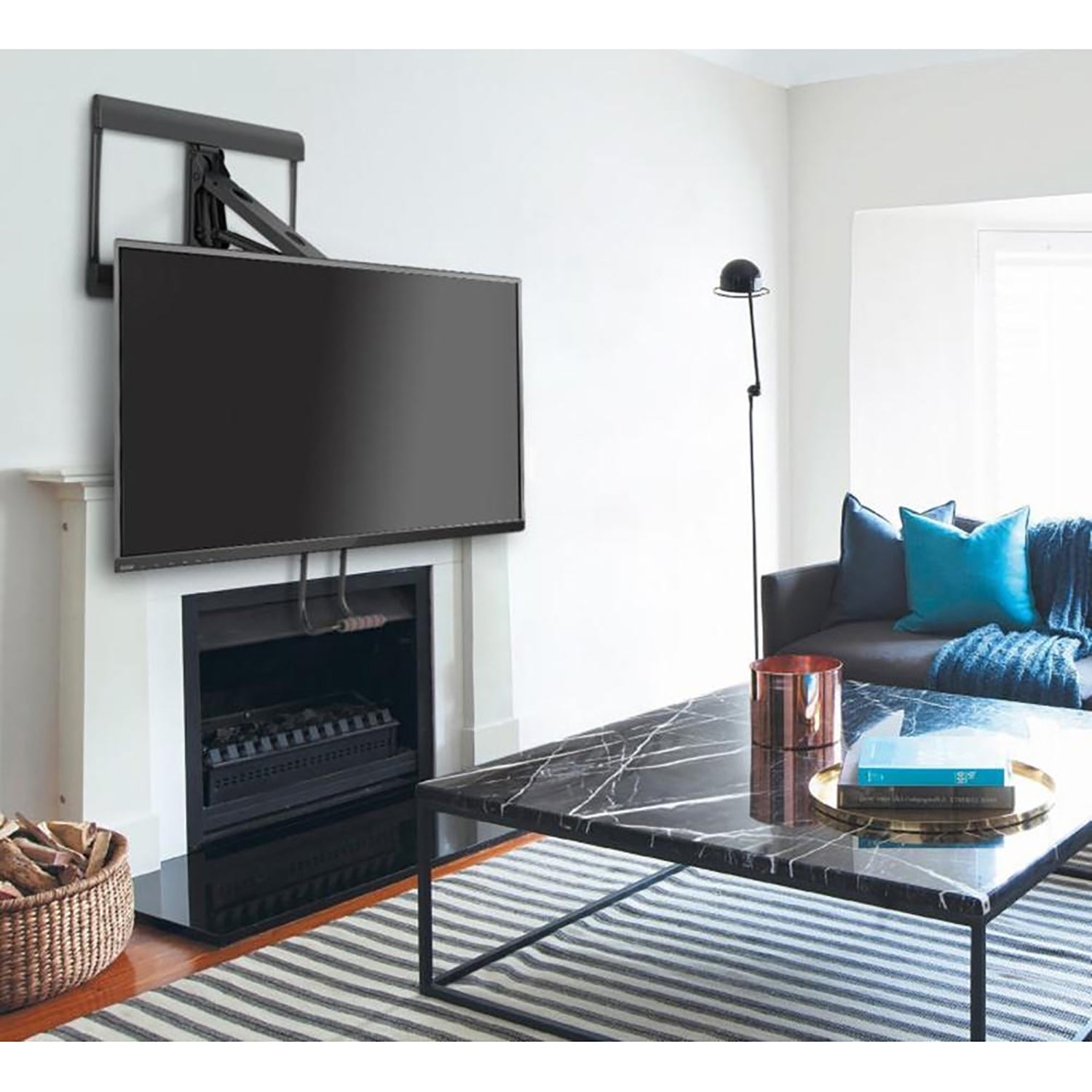 AMX - Support TV Mural avec Pivot et Inclinaison, Pour Téléviseur de 43" à 70", VESA 600x400, Noir - Simple Boutique
