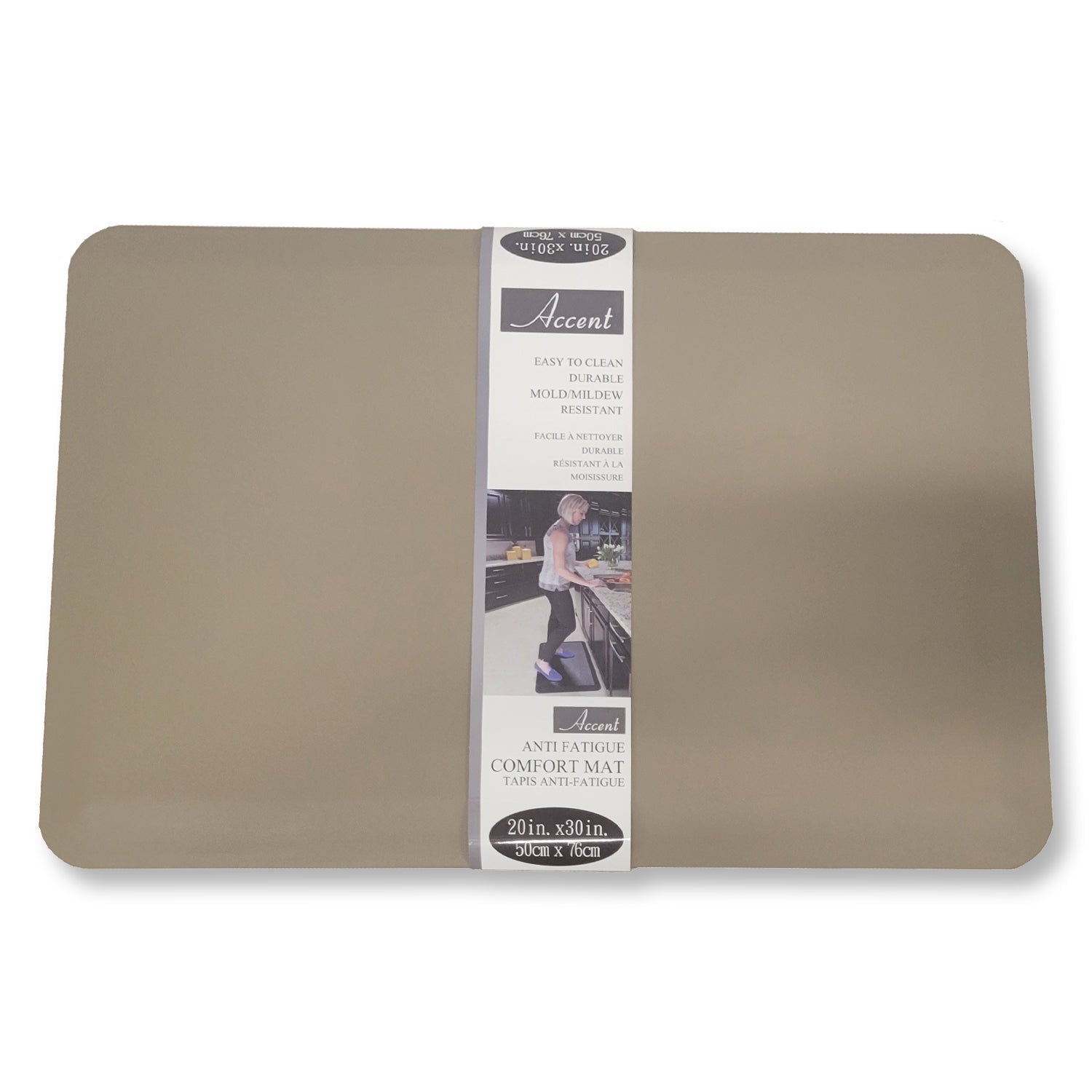 Accent - Tapis Anti-Fatigue Résistant à la Moisissure, 30" x 20" , Beige - Simple Boutique