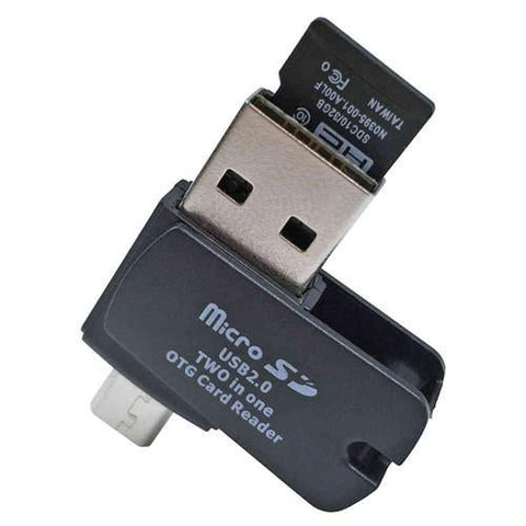 Adaptateur USB 2.0 OTG 2 en 1 Micro USB à USB A Mâle & Lecteur de Carte Micro SD