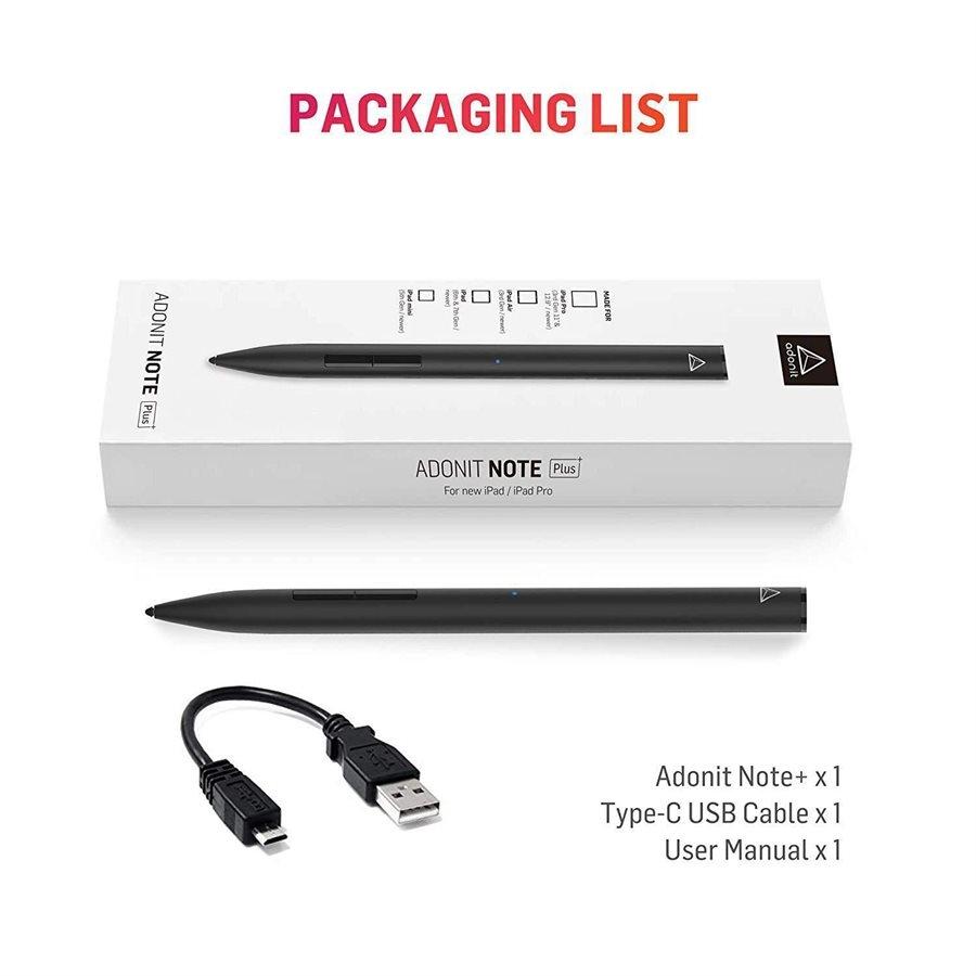 Adonit Note Plus - Stylet pour Ipad avec Sensibilité à la Pression et Boutons de Raccourci, Noir - Simple Boutique