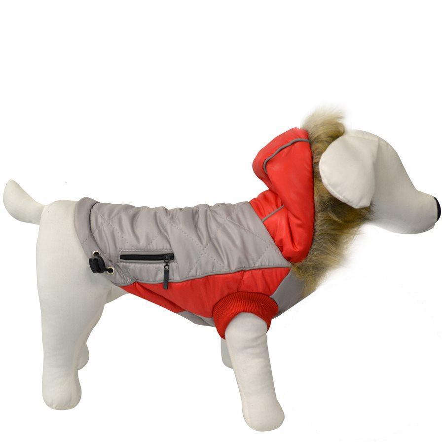Animooos PCL820S Parka de Retention Thermique pour Chien, Couleur Gris et Rouge, Grandeur Petit - Simple Boutique