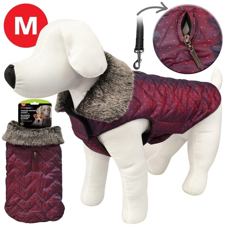 Animooos PCL832M Veste Aviateur pour Chien, Couleur Cerise Foncée, Grandeur Medium - Simple Boutique