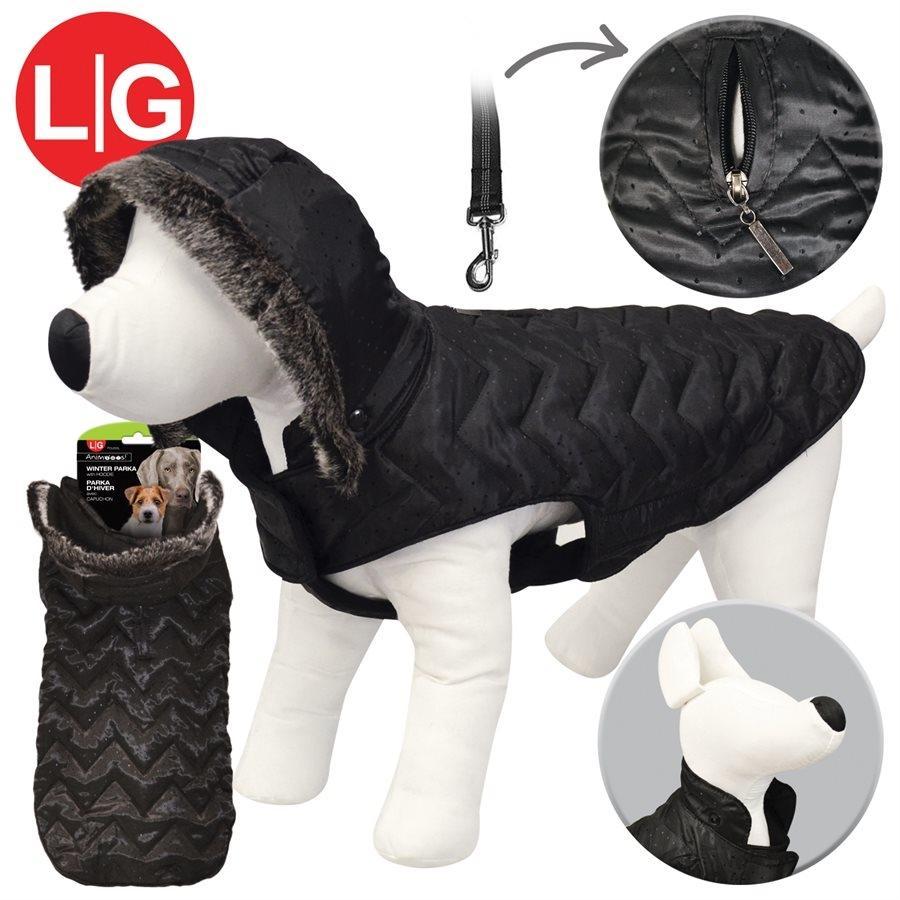 Animooos PCL833L Parka pour Chien Avec Fausse Fourrure, Couleur Noir, Grandeur Large - Simple Boutique