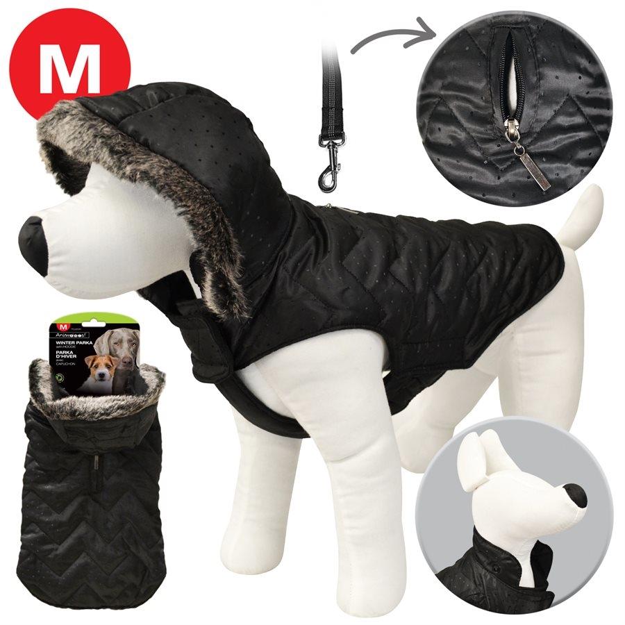 Animooos PCL833M Parka pour Chien Avec Fausse Fourrure, Couleur Noir, Grandeur Medium - Simple Boutique