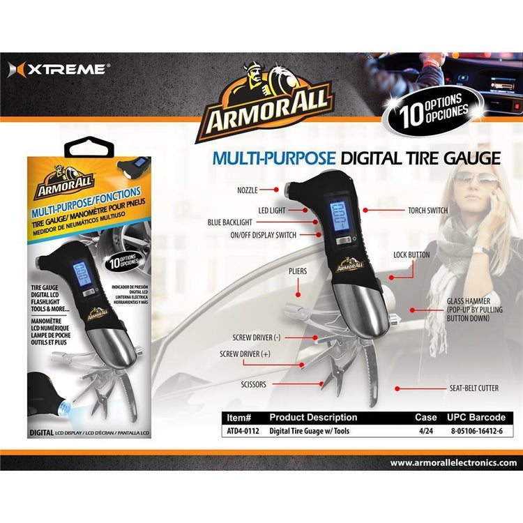 Armor All Manomètre Pour Pneu Multi-Fonctions 10 en 1 - Simple Boutique