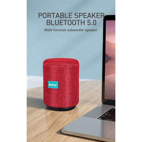 BWOO BS-50R Haut-Parleur Bluetooth 5.0, WAV, MP3, TF Card, USB, AUX Rouge