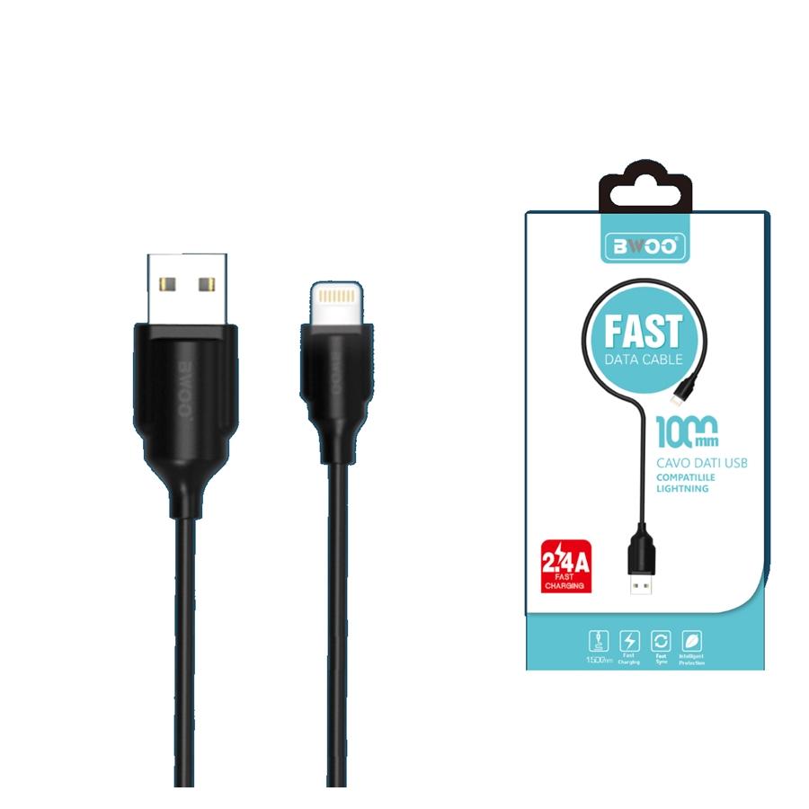 BWOO - Câble USB à Lightning, Longeur de 1 Mètre, Noir
