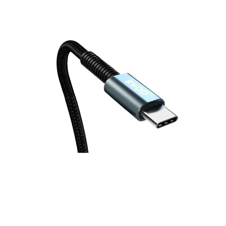 BWOO - Câble USB à USB Type-C, Longeur de 1 Mètre, Nylon Tressé et Coque en Alliage d'aluminium, Noir - Simple Boutique