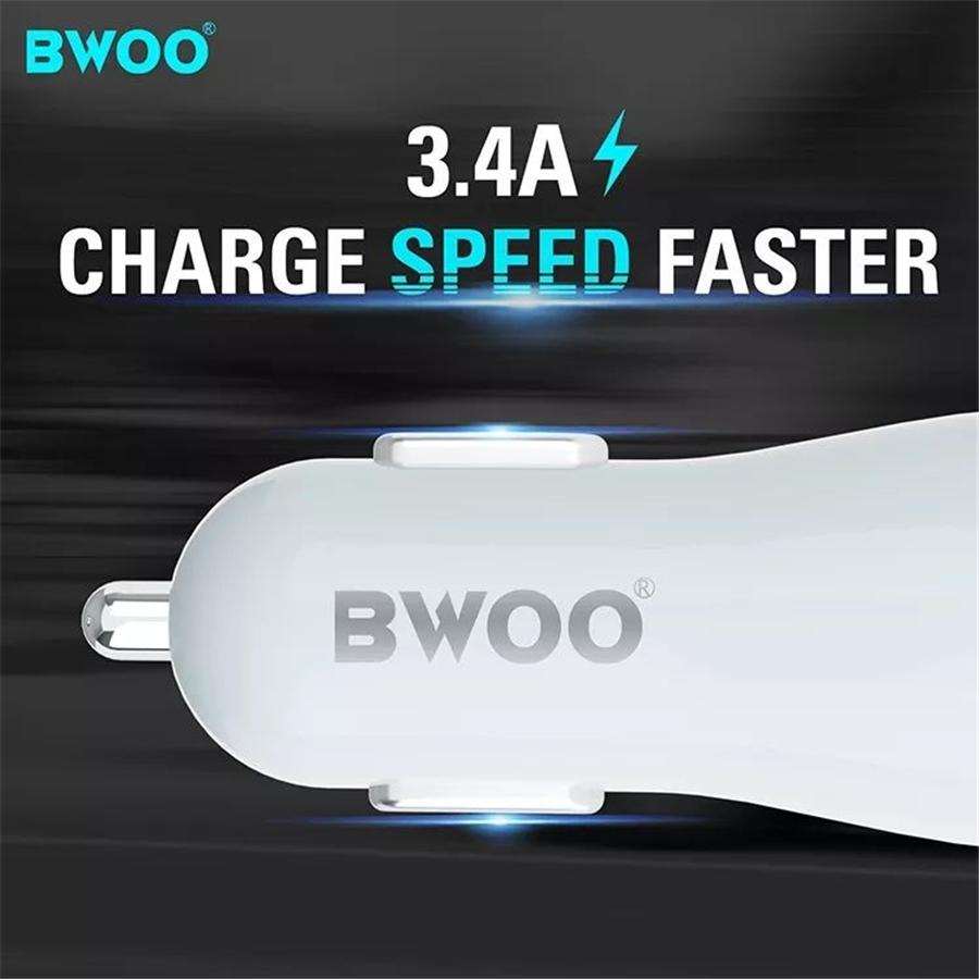 BWOO - Chargeur de Voiture avec 3 Ports USB, DC 12-24V, Sortie 5V 3.4A, Coque Ignifuge, Blanc - Simple Boutique