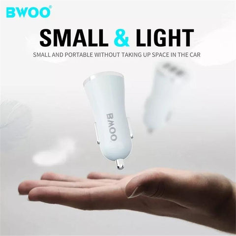 BWOO - Chargeur de Voiture avec 3 Ports USB, DC 12-24V, Sortie 5V 3.4A, Coque Ignifuge, Blanc