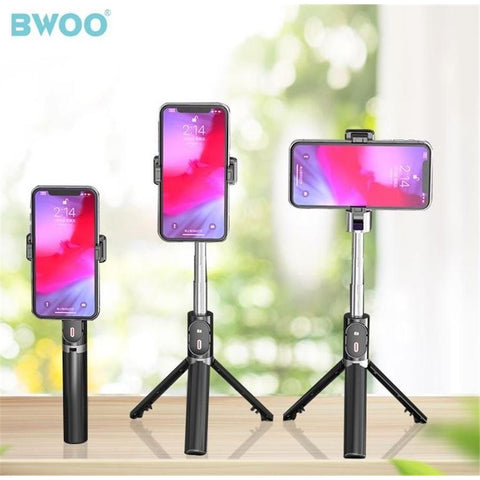 BWOO95 BO-ZP12 Perche pour Selfie avecTrépied pour Téléphone Portable Bluetooth Noir