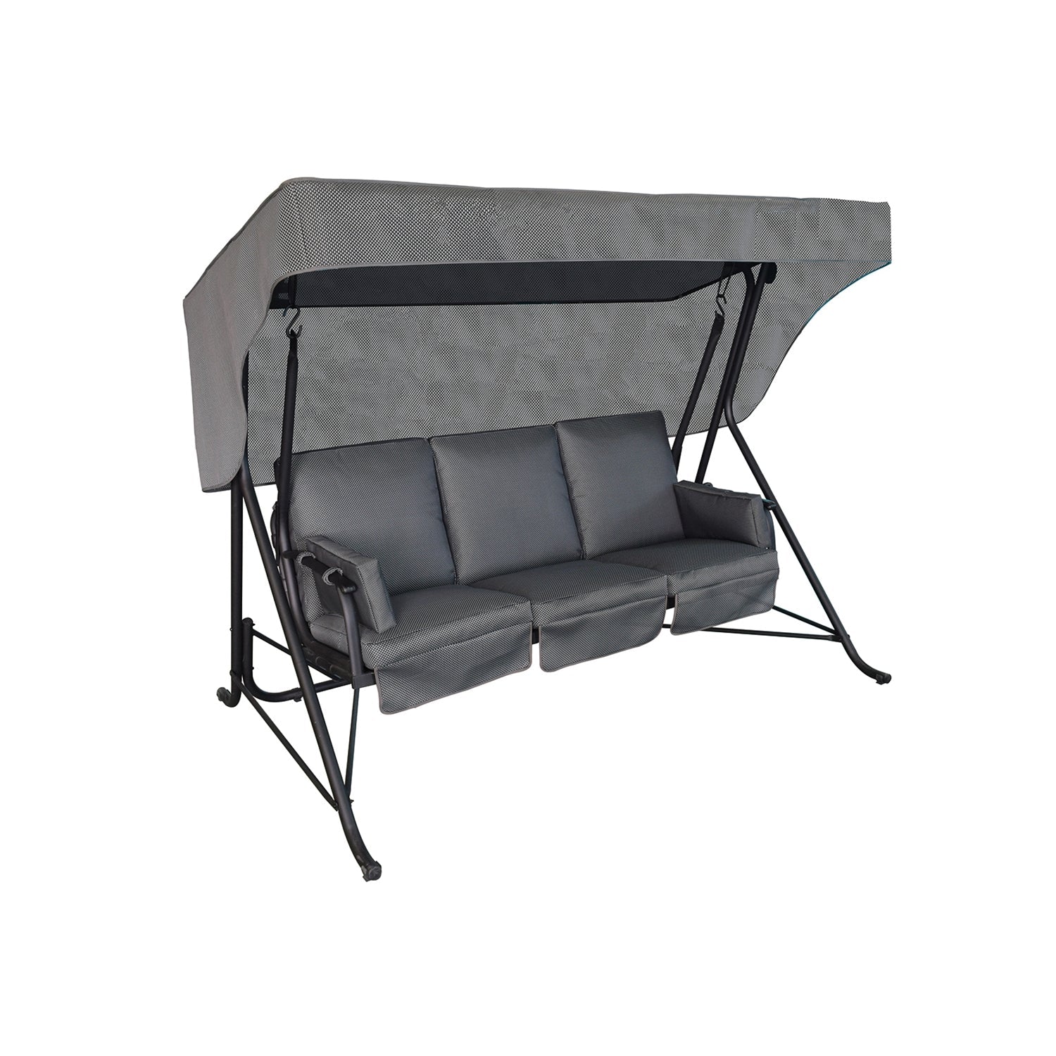 Balançoire Extérieur à 3 Places, Inclinable, Armature en Acier, Noir - Simple Boutique