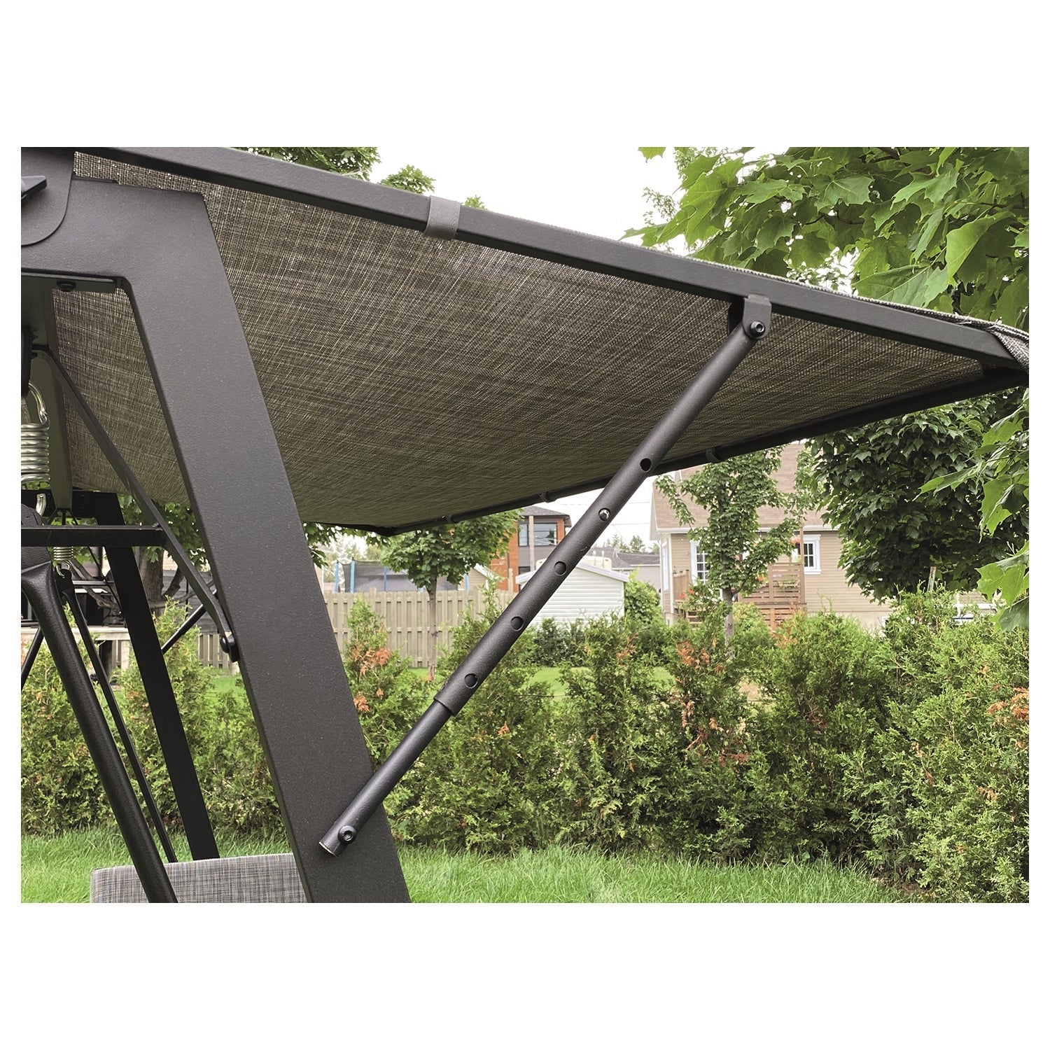 Balançoire de Luxe à 3 Places avec Fonction Bal-Hamac, Armature en Acier, Noir - Simple Boutique