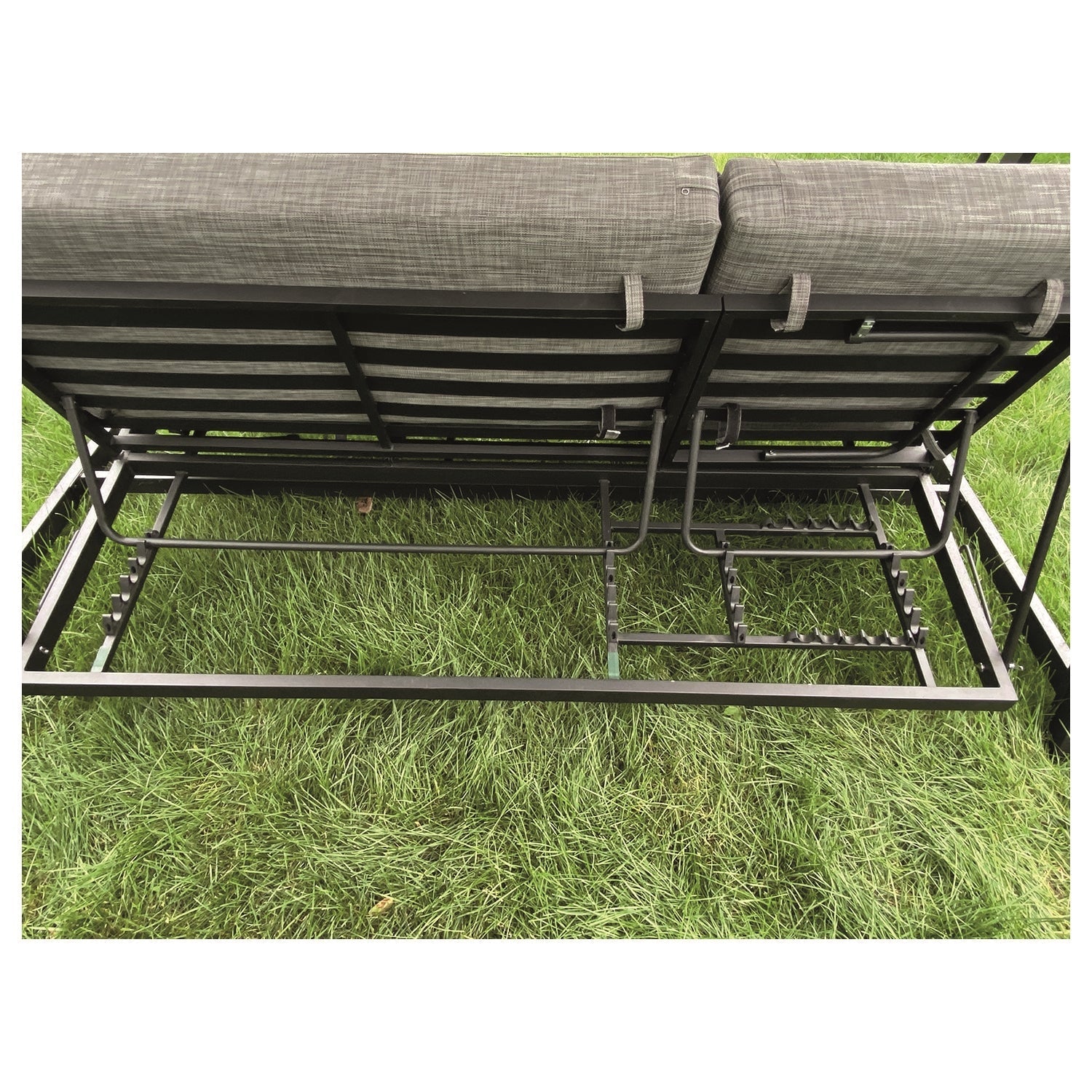 Balançoire de Luxe à 3 Places avec Fonction Bal-Hamac, Armature en Acier, Noir - Simple Boutique