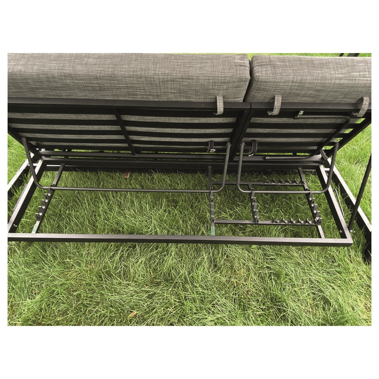 Balançoire de Luxe à 3 Places avec Fonction Bal-Hamac, Armature en Acier, Noir - Simple Boutique