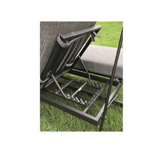 Balançoire de Luxe à 3 Places avec Fonction Bal-Hamac, Armature en Acier, Noir - Simple Boutique