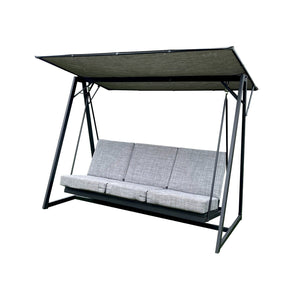 Balançoire de Luxe à 3 Places avec Fonction Bal-Hamac, Armature en Acier, Noir - Simple Boutique