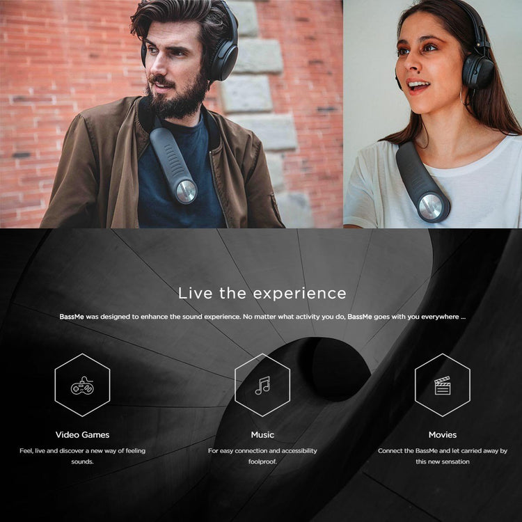 BassMe - Caisson de Basse Personnel pour Musique, Jeux Vidéo ou VR, Bluetooth, Noir - Simple Boutique