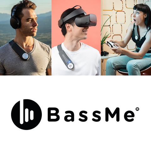 BassMe - Caisson de Basse Personnel pour Musique, Jeux Vidéo ou VR, Bluetooth, Noir