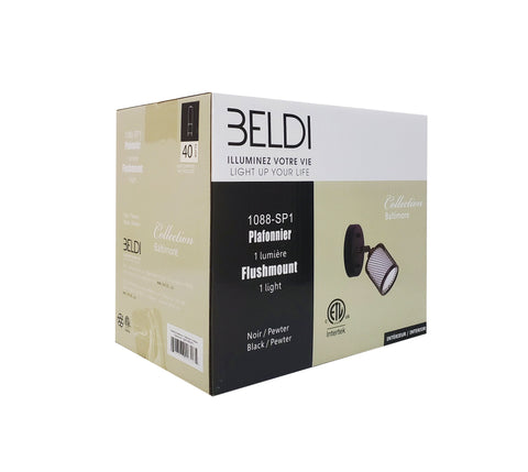 Beldi 1088-SP1 Plafonnier 1 Lumière de la Collection Baltimore 4.5''X7.9'', Noir